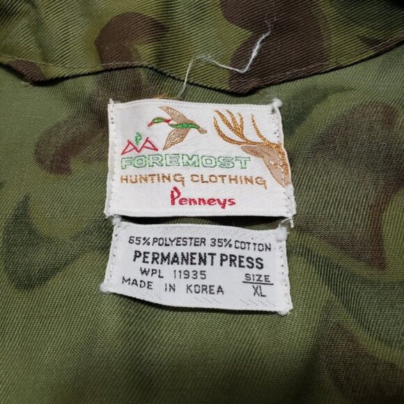 Vintage Penneys Foremost Hunting Clothing Vest Mens XL Green Camo Zip - Picture 3 of 10